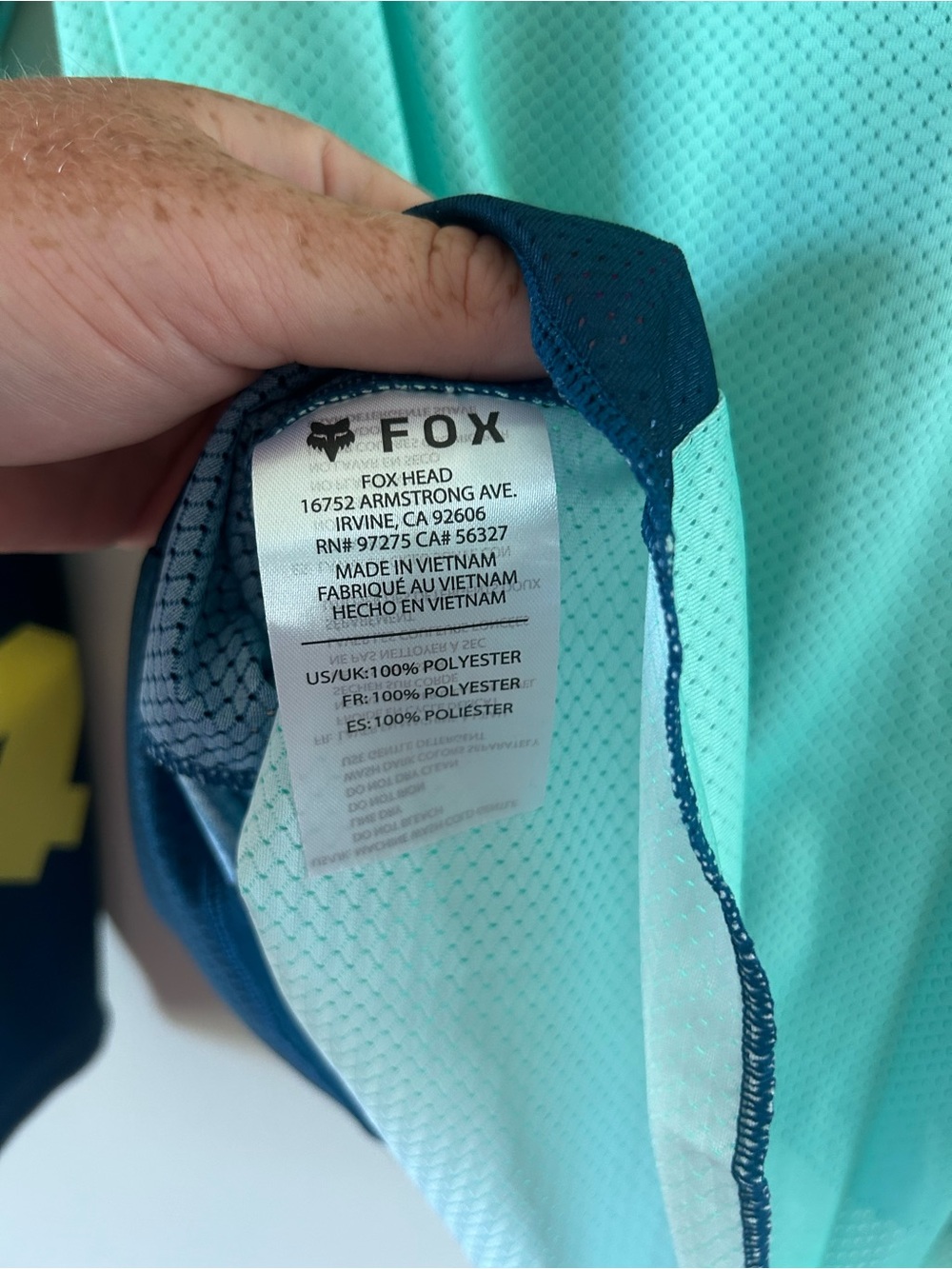 Fox Men’s Long Sleeve Jersey - Navy with Teal & Orange Accents - Picture 5 of 5